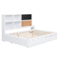 Full Size Daybed with Storage Shelves, Blackboard, Cork board, USB Ports and Twin Size Trundle  White