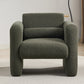 Modern Chair with Sheepskin Sherpa Fabric, Soft Cushion Armchair in Seaweed Green for Living Rooms