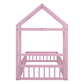 Wooden Twin Size Children's Bed with Detachable Headboard and Integrated Clothes Drying Rack, Pink