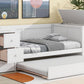 Twin Size Daybed with Storage Arms  Trundle and Charging Station White