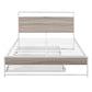 Full Size Metal Platform Bed Frame with Trundle, USB Ports and Slat Support No Box Spring Needed White