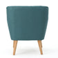 Mid-Century Modern Fabric Club Chair, Dark Teal and Natural Finish, Perfect for Living Rooms