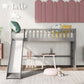 Twin Size Low Loft Bed with Ladder and Slide  Gray