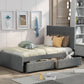 Linen Upholstered Platform Bed With Headboard and Two Drawers Full