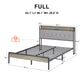 Bed frame with charging station full size, Grey, 83.1'' L x 56.1'' W x 39.2'' H.