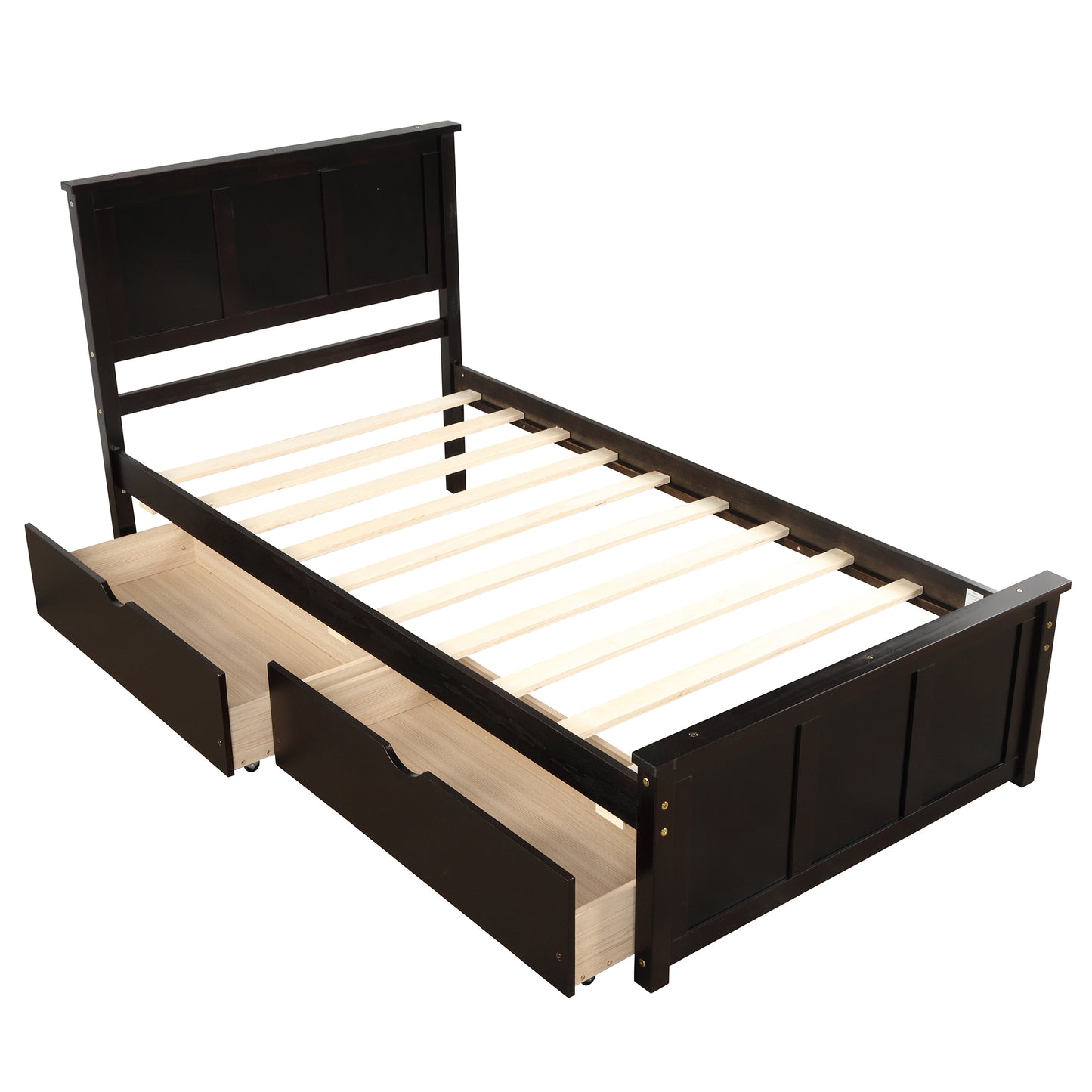 Platform Storage Bed  2 drawers with wheels  Twin Size Frame  Espresso