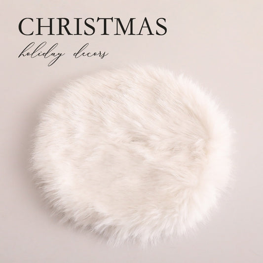 Christmas Tree Skirt Solid Color Long Plush Tree Skirt Christmas Decoration Ornament Christmas Tree Base Decor