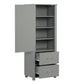 Tall Bathroom Storage Cabinet, Freestanding Storage Cabinet with Two Drawers and Adjustable Shelf, MDF Board , Grey