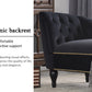 58 inch velvet lounge chair, button cluster right arm lounge chair with nail head decoration and solid wood legs