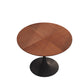 42" Modern Round Dining Table with Printed Oak Color Grain Table Top and Metal Base