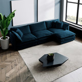 Free Combination Comfy Upholstery Modular Oversized L Shaped Sectional Sofa With Reversible Ottoman, Blue Chenille