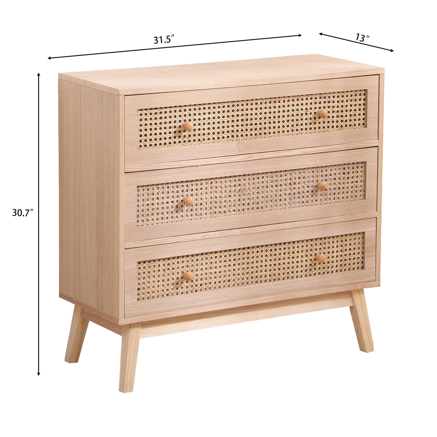 3-Drawers Rattan Storage Cabinet Rattan Drawer,for Bedroom,Living Room,Natural