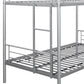 Metal bunk bed/sturdy/noise reduction/2 side ladders/safety guardrails/CPC certification/no spring box required (Silver)