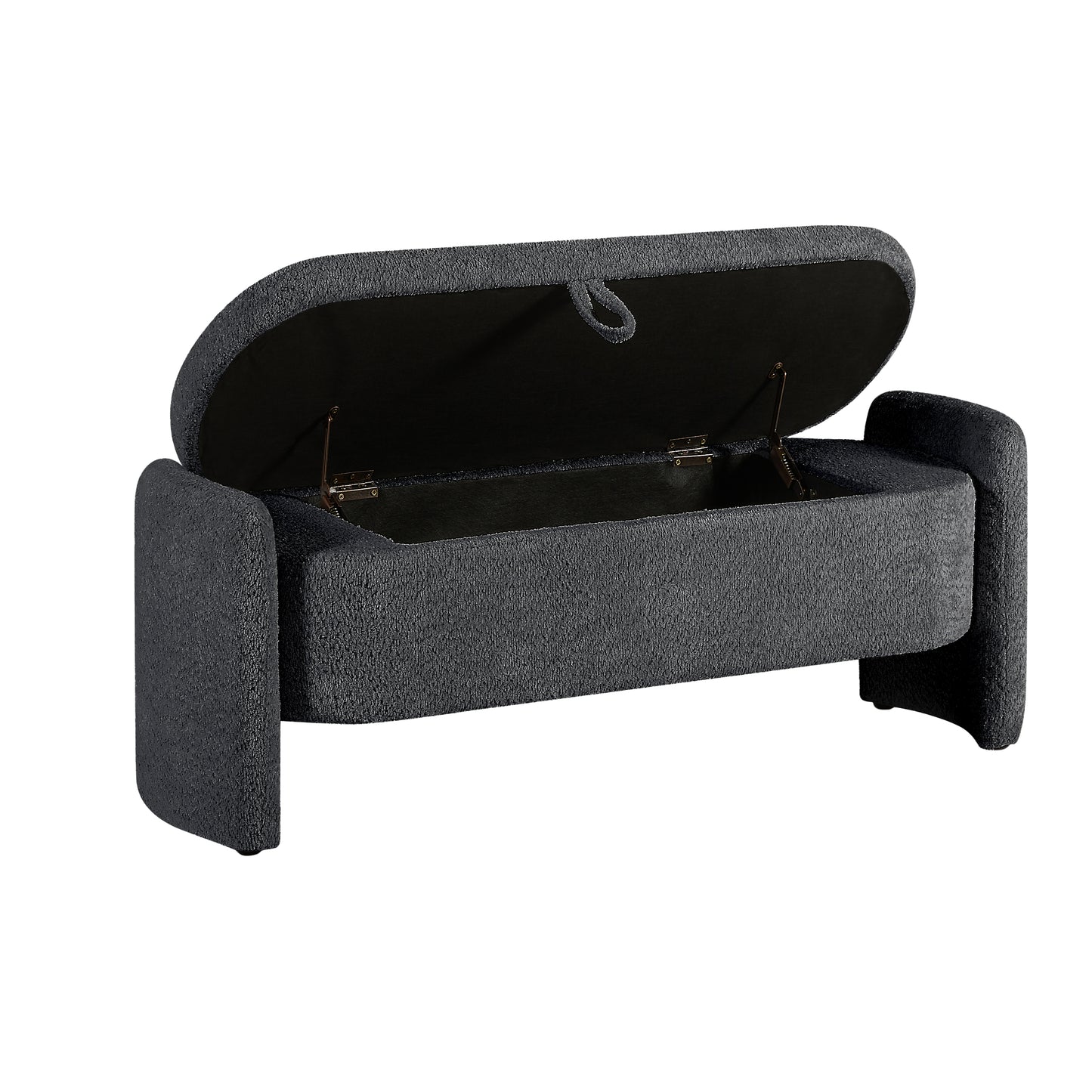 Ottoman Oval Storage Table 3D Lamb Fleece Fabric Table with Large Storage Space, Dark Grey