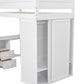 Wood Twin Size Loft Bed with Wardrobes and 2-Drawer Desk with Cabinet  White