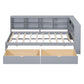 Wooden Twin Size DayBed with 2 Drawers, DayBed with Storage Shelf and USB Charging Ports,Grey