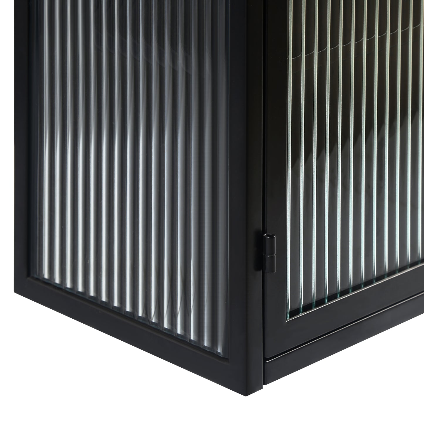 Glass Doors Modern Two-door Wall Cabinet with Featuring Three-tier Black