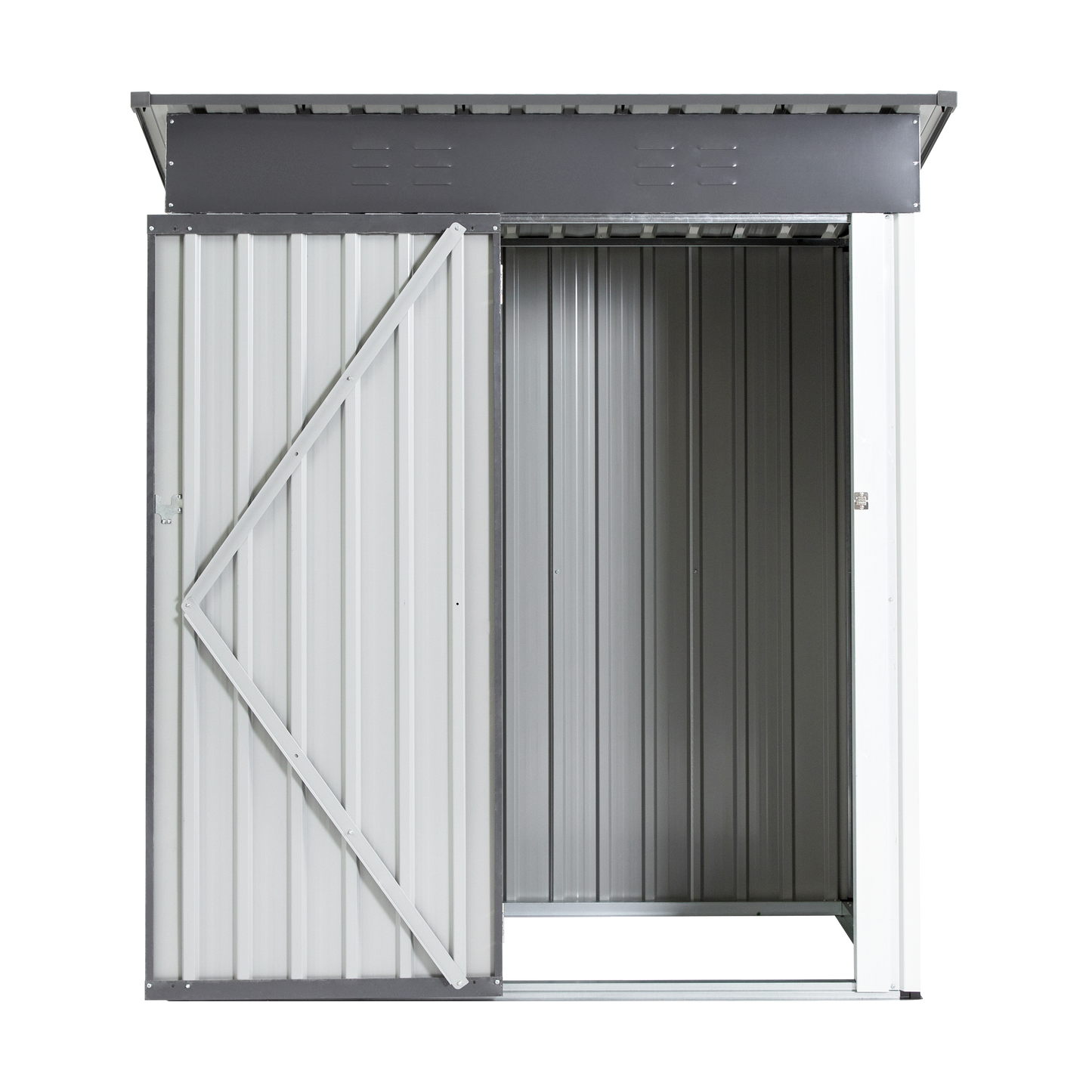 XWT016 Garden Metal Storage Lifter Shed Gray White 5x3x6ft outdoor storing tools Rainproof Hinge door version