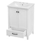 24" Bathroom Vanity with Sink, Solid Wood and MDF Cabinet with One Drawer and Doors, White Finish