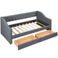 Upholstered Twin Size daybed with Two Drawers Wood Slat Support Gray