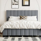 Queen Size Velvet Upholstered Platform Bed with 2 Drawers and 1 Twin XL Trundle- Gray