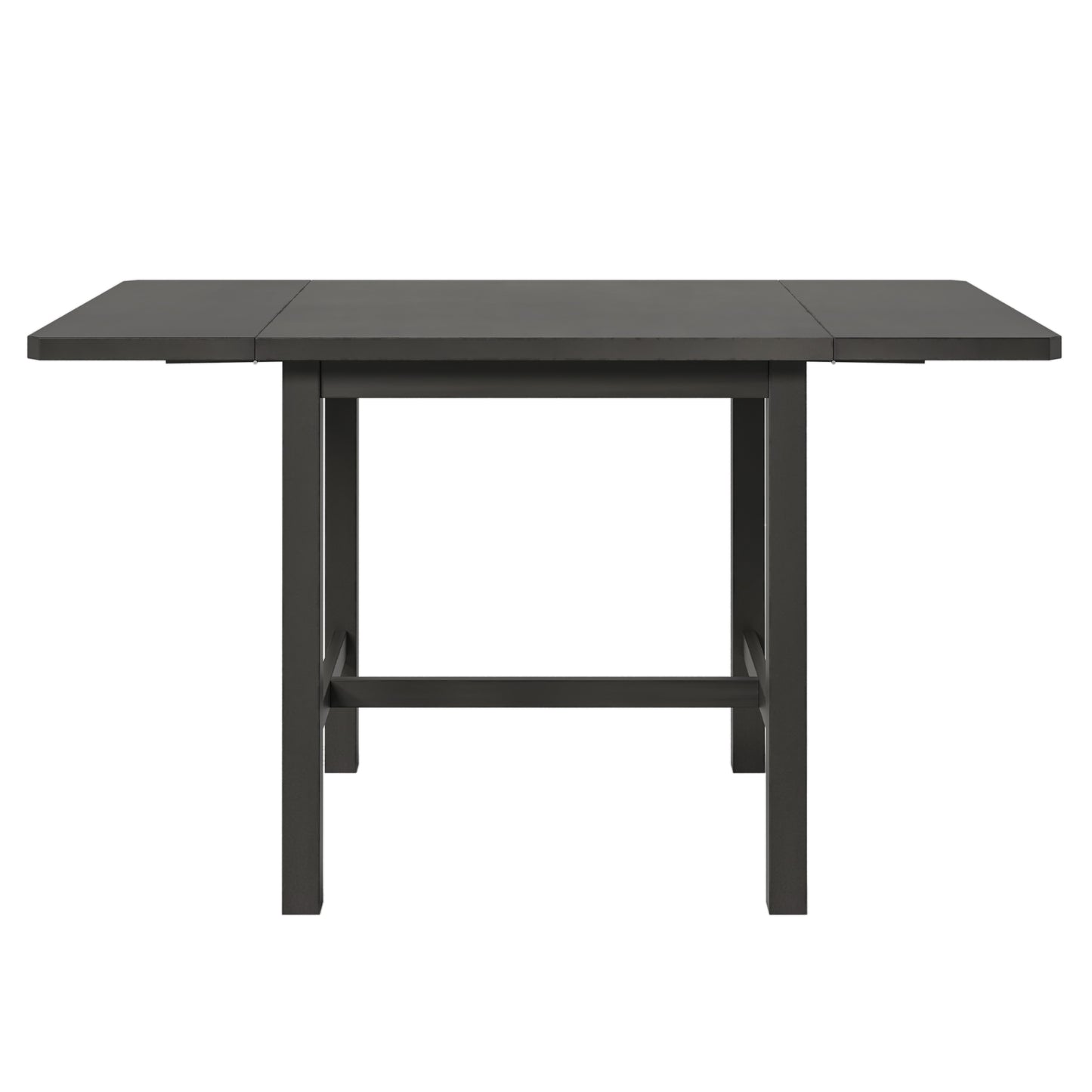 Juego de comedor TOPMAX de 5 piezas con lámpara colgante de madera cuadrada, mesa expandible y 4 sillas con respaldo en forma de escalera, color gris