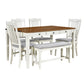 TOPMAX Mid-Century 6-Piece Wood Dining Table Set with Drawer, Upholstered Chairs, and Bench, Butter Milk Finish