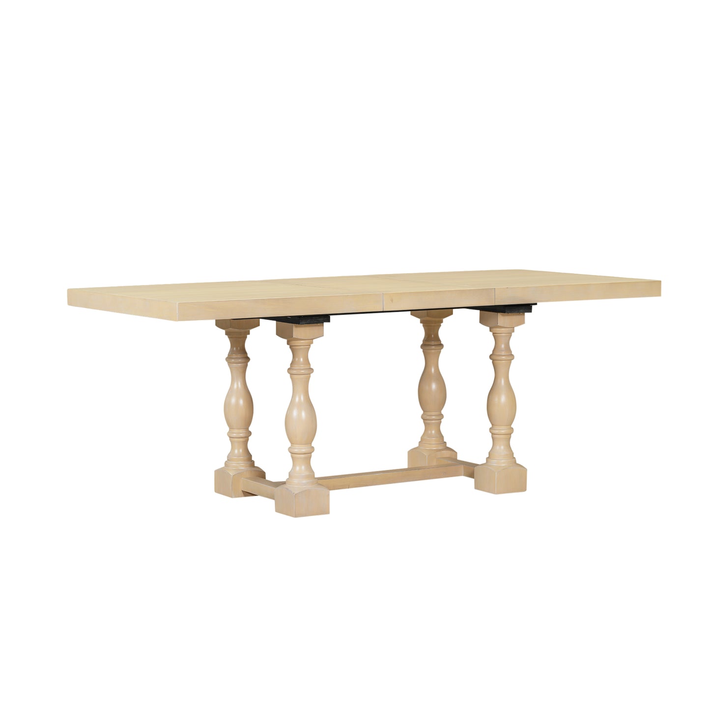 Traditional 6-Piece Trestle Extendable Dining Table Set with Removable Leaf, Padded Chairs, and Bench, Natural Finish