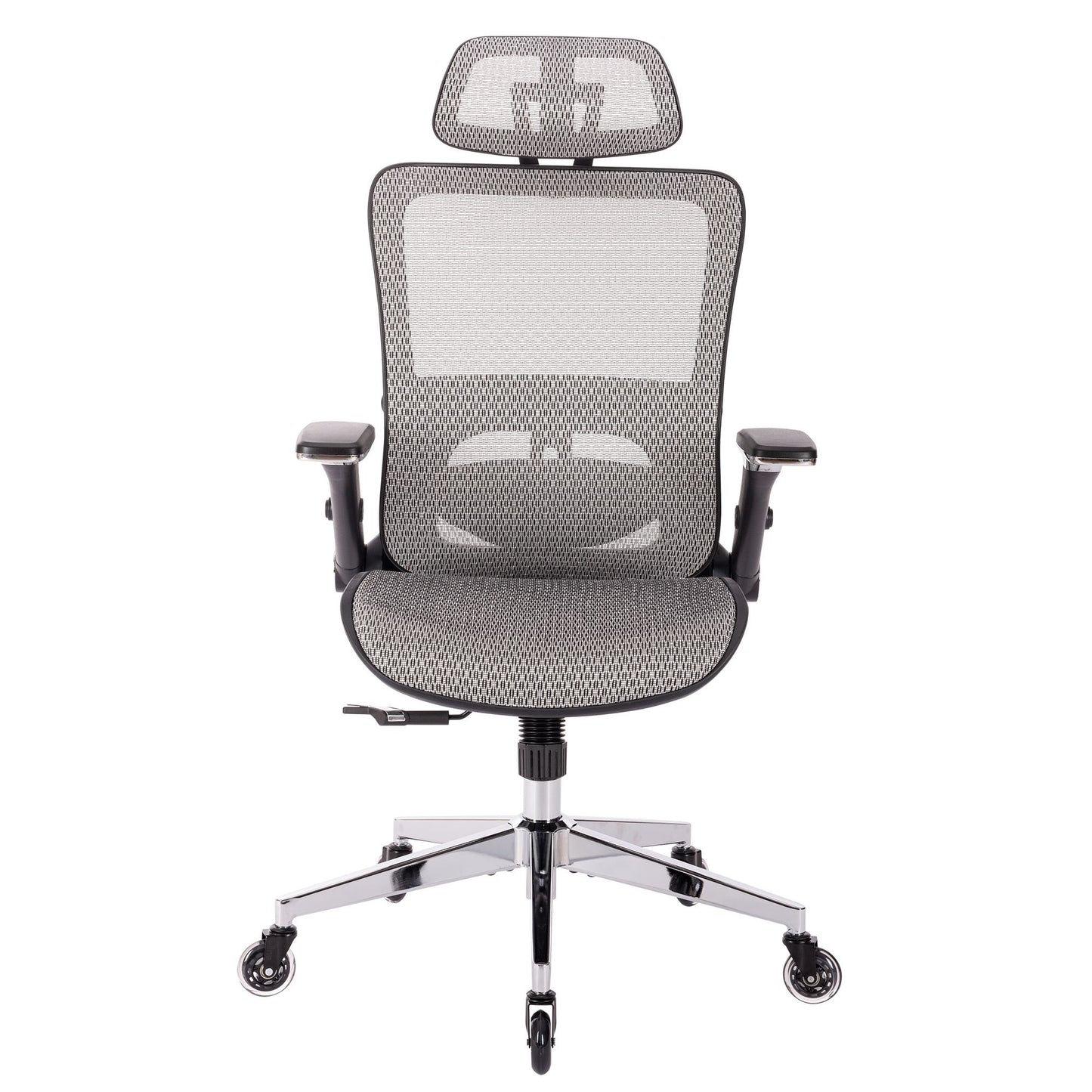 GREY Ergonomic Mesh Office Chair High Back - Adjustable Headrest with Flip-Up Arms