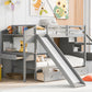 Twin over Twin Bunk Bed with Storage Staircase, Slide and Drawers, Desk with Drawers and Shelves  Gray