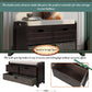 TREXM Storage Bench with Removable Basket and 2 Drawers, Fully Assembled Shoe Bench in Espresso Finish