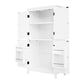 Bathroom floor storage cabinet, bathroom storage unit, 4-door independent cabinet, adjustable shelf, adaptive shelf, white