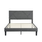 Queen Size Upholstered Platform Bed Frame Wood Slat Support Grey