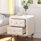 Elegant PU bedside table with 2 drawers and crystal handles, storage with metal legs - white