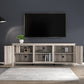 TV Stand Storage Media Console Entertainment Center With Two Doors, Grey Walnut