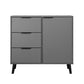 Storage cabinet with 3 drawers and adjustable shelves, medieval cabinet with doors, gray