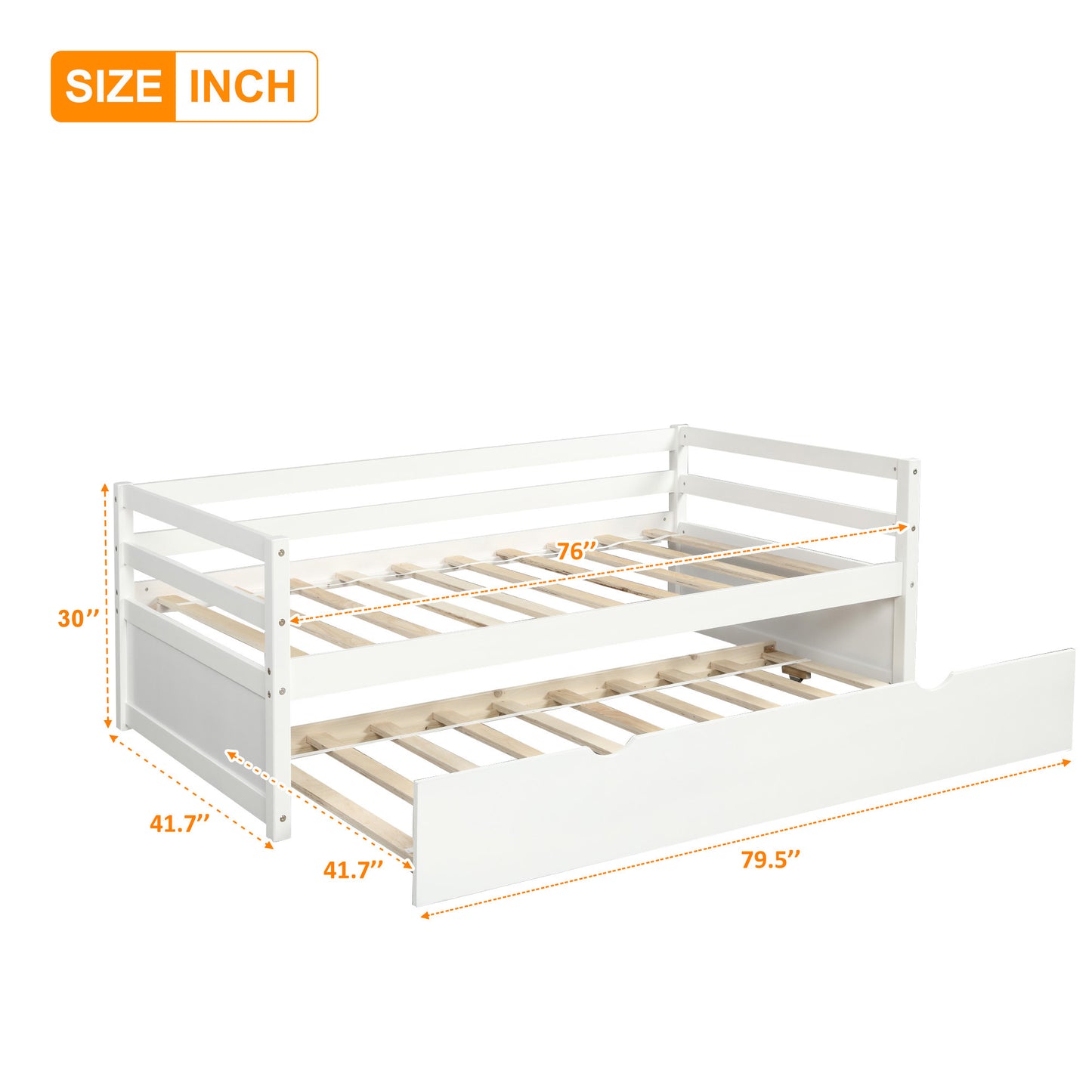 Daybed with Trundle Frame Set Twin Size White