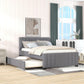 Full Upholstered Platform Bed with Trundle Grey