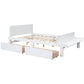 Full Bed with Footboard Bench 2 drawers White