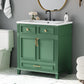 30" Uncovered Bathroom Vanity with Soft-Closed Door, Solid Wood Frame Storage Cabinet, Green Finish