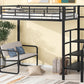 Twin Size Metal Loft Bed with Bench and Storage Staircase  Black