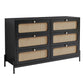 Modern Hemp Vine Wood Closet with 6 Drawers, Dressing Table, and Black Side Panel