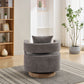 Swivel Accent Open Back Chair Modern Comfy Sofa Chair With Weathered Base (Charcoal,Linen Blend)