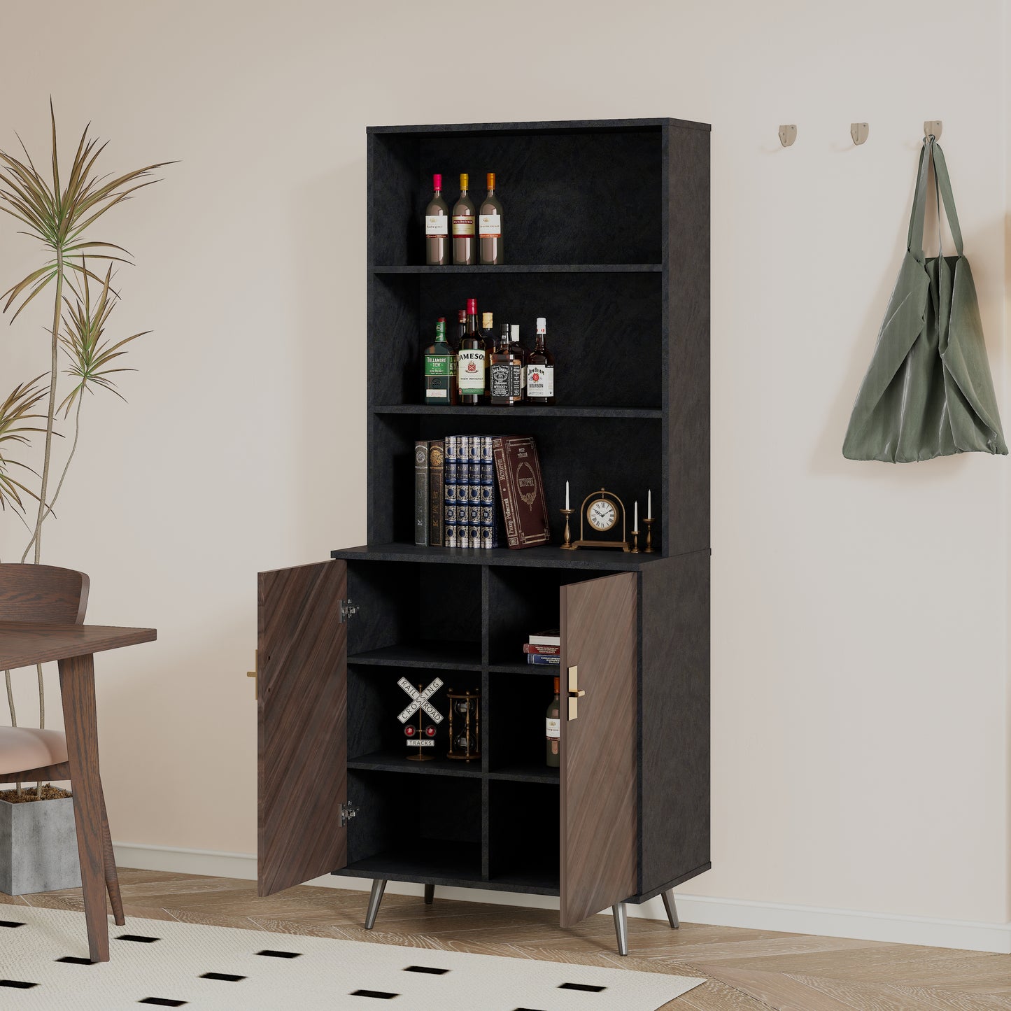 Gabinete de almacenamiento con puertas, mueble bar tipo buffet para salas de estar, pasillos y cocinas