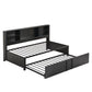 Metal Twin Size Daybed with Twin Size Trundle  Storage Shelves and USB Ports  Black