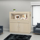 Squirrel cage acrylic panel with independent storage cabinet and wooden guinea pig room with bridge (L 31.50 x W 15.75 x H32.28)