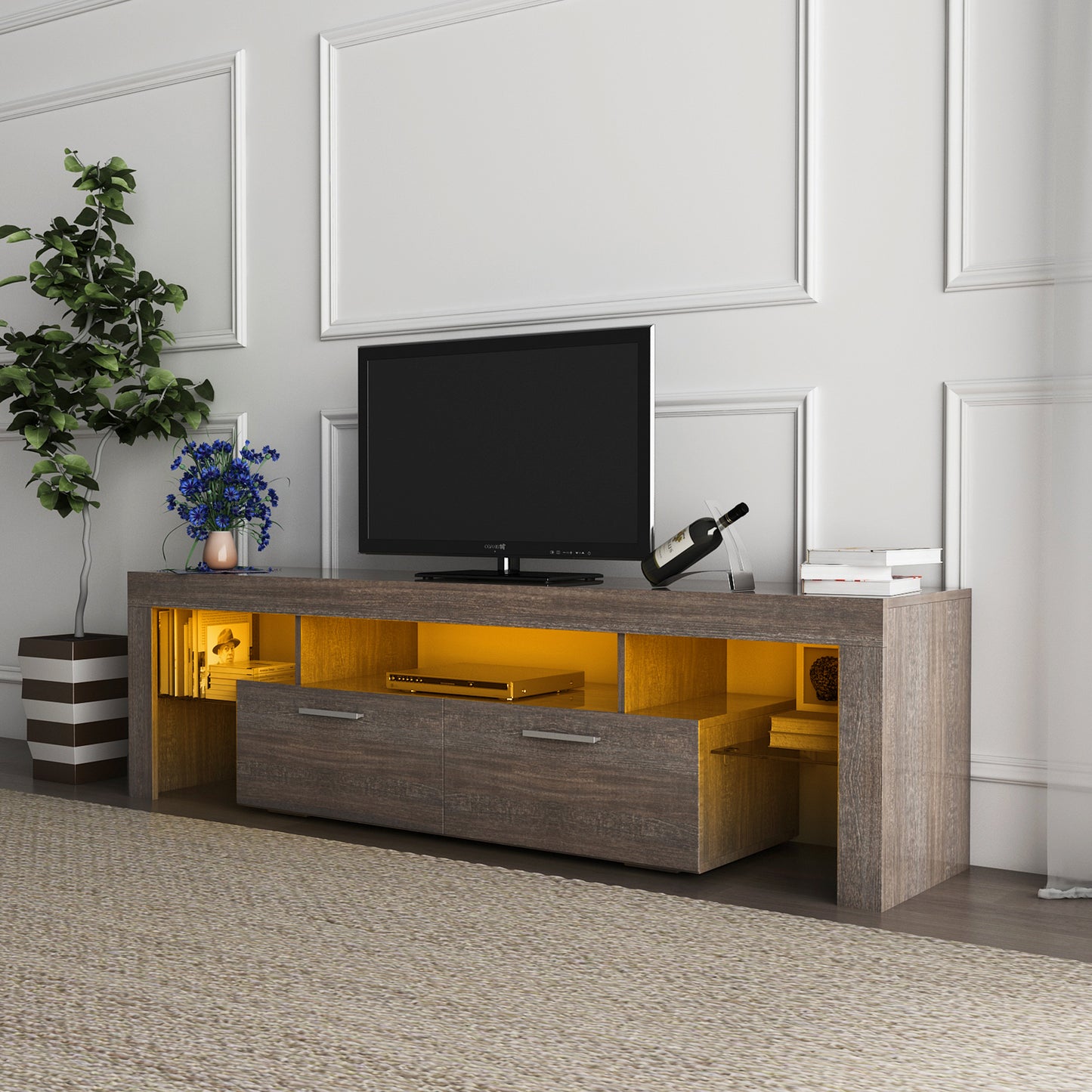 Brown simple modern TV stand