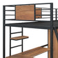 Twin Size Loft bed with L-shape Desk and Wardrobe, Black