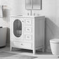 Bathroom Vanity with Sink, Bathroom Vanity Cabinet with Three Drawers and Door, Solid Wood and MDF, White