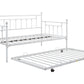 Metal double bed with ear shaft/sturdy/noise reduction/flexible ear shaft/retro style/no need for spring box (LIGHT GREY)